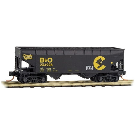 Chessie System - Micro-Trains MTL N-Scale 2-Bay Hopper Chessie System Graffiti w/ Smiling Cat