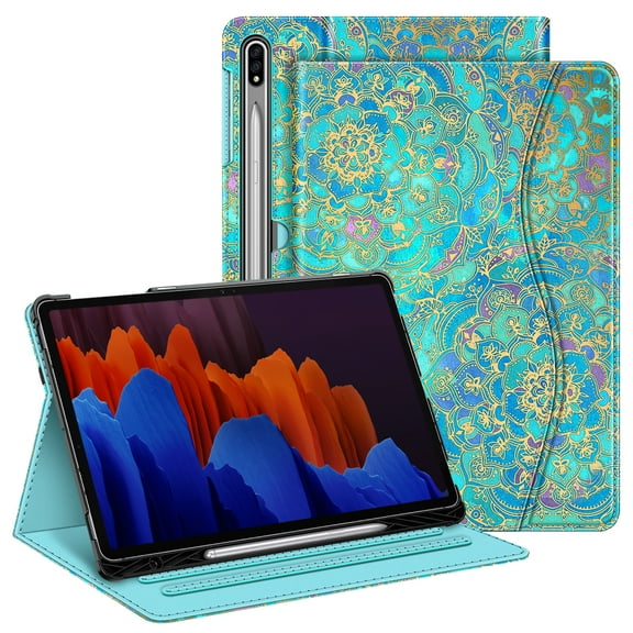 Fintie Case for Samsung Galaxy Tab S7 Plus 12.4'' 2020 SM-T970/T975 T976 Model with Pocket, Multi-Angle View Smart Stand Cover Auto Sleep Wake with S Pen Holder, Shades of Blue