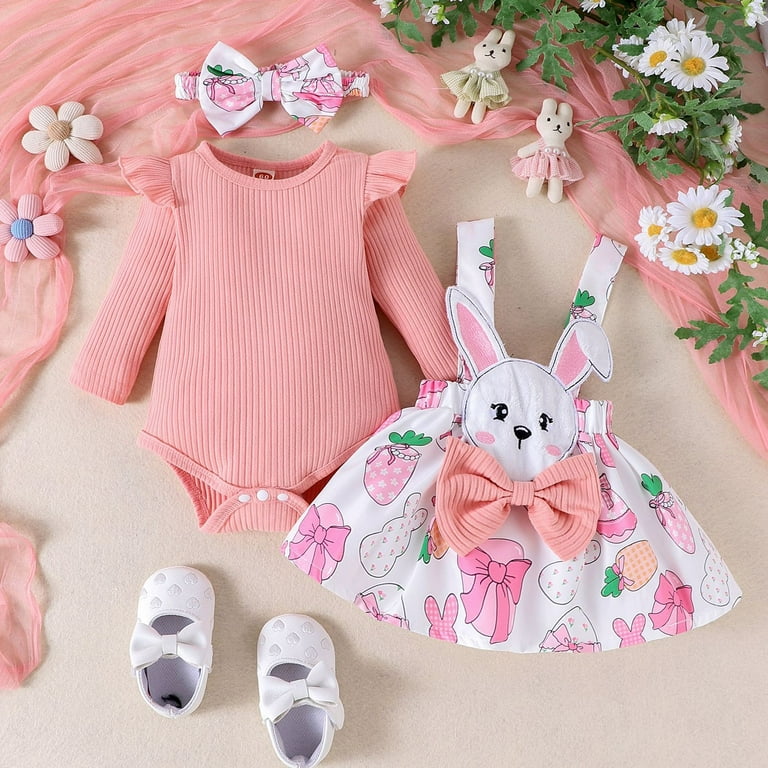 Baby Girl Easter Dresses 0-3 Months Cute Bunny Tutu Dress Long