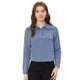 thumbnail image 1 of INSPIRE CHIC Blusa de oficina de manga larga con media tapeta y cuello en punta para mujer Azul polvoriento M, 1 of 4