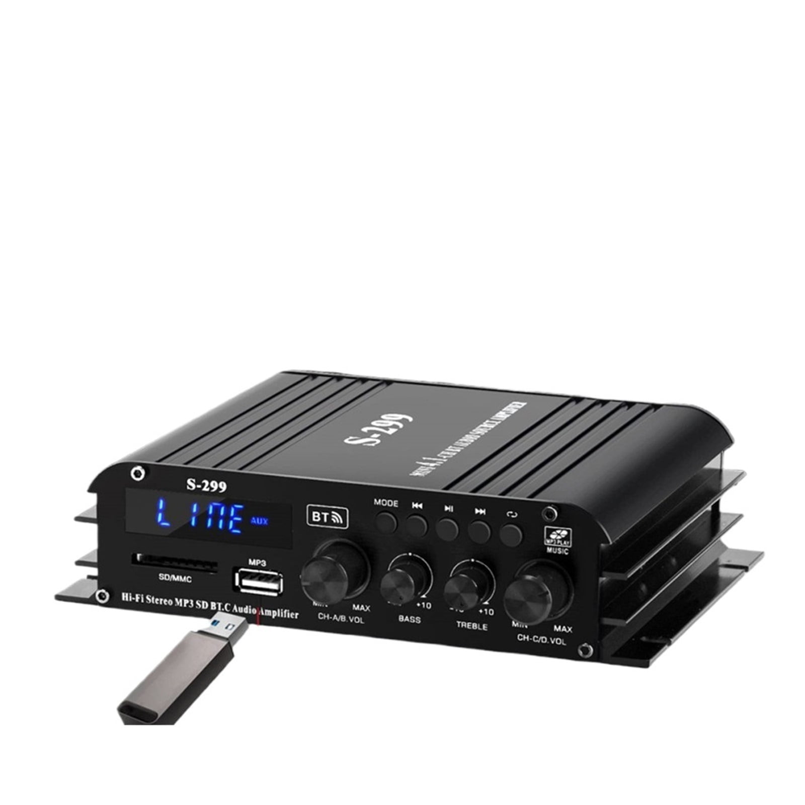 Ampli Stéréo HiFi 2.0 400W – Rouge, Contrôle Graves/aigus, Neuf