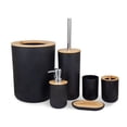 thumbnail image 1 of Inteprter Juego de baño de de bambú, soporte para cepillo de dientes, jabonera, bote de basura, recipiente para cepillo de baño, taza para Juegos de accesorios de baño Inteprter HA015701-00, 1 of 1