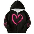 thumbnail image 5 of WOYY Toddler Girls Zip Up Hoodie Heart Print Fleece Lined Hooded Sweatshirt, Sizes 2-3, 5 of 5
