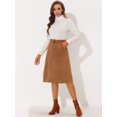 thumbnail image 3 of DARING DIVA Women's Casual Faux Suede Pockets Stretch A-line Midi Skirt 3XL Caramel, 3 of 6