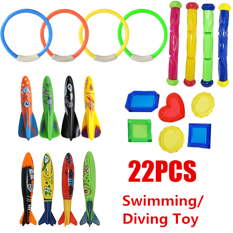 Autrucker Dive Pool Toys Torpedo Dive Rings and Diving Toys Pool Dive