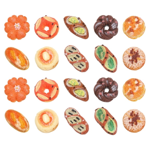 Uxcell Dollhouse Miniature Food, Cute Mixed Bread Figures Toys Mini Resin Foods for Pretend Play Kitchen Cooking Game & Doll House Decor (Mixing Colors, 20pcs)