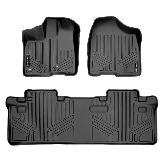 SMARTLINER 2 Rows Custom Fit Floor Liners Compatible with 2013 - 2020 Toyota Sienna 8 Passenger (Gasoline)