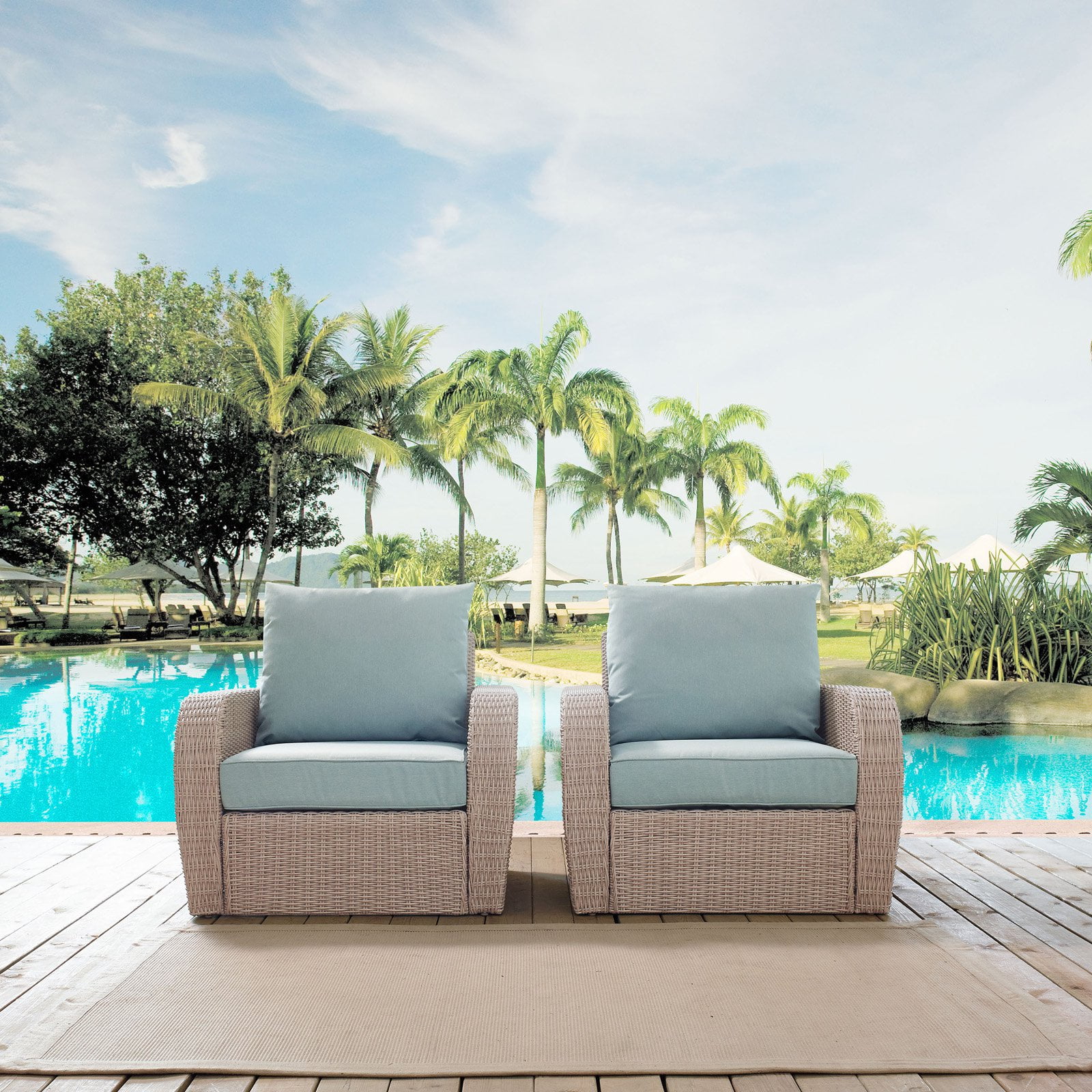 Crosley Furniture St Augustine 2 Pc Outdoor Wicker Seating Set