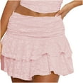 thumbnail image 1 of Womens Low Rise Lace Mini Skirt Pleated Ruffle Short Skirt Flowy Underskirt Half Slip Skirts Mesh Floral Layered Short Mini Skirts Womens Skirts Summer S, 1 of 5