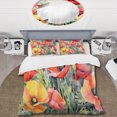 thumbnail image 2 of Designart "Poppies in Vibrant Hues I" Floral Bedding Covert Set - Traditional Coral Bed Set With 1 Shams, 2 of 6