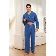 thumbnail image 3 of U2SKIIN Mens Fleece Pajama Set, Soft Warm Long Sleeve Sleepwear with Pockets Cozy Button-Down Pjs for Men（Royal Blue, M）, 3 of 4