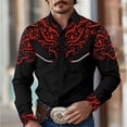 thumbnail image 5 of Camisa de hombre estilo occidental retro geométrico para exteriores, informal, de calle, para uso diario, primavera y otoño, con solapa, manga larga, tallas S-5XL, tela elástica, 5 of 5