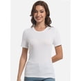 thumbnail image 3 of Womens Scoop Neck T Shirts Basic Ribbed Tees Fitted Tshirt Plain Short Sleeve Tops Casual, 3 of 6
