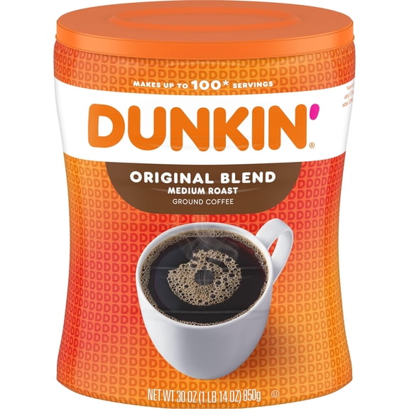 Dunkin’ Original Blend Medium Roast Ground Coffee, 30 Oz. Canister VT1 VT1