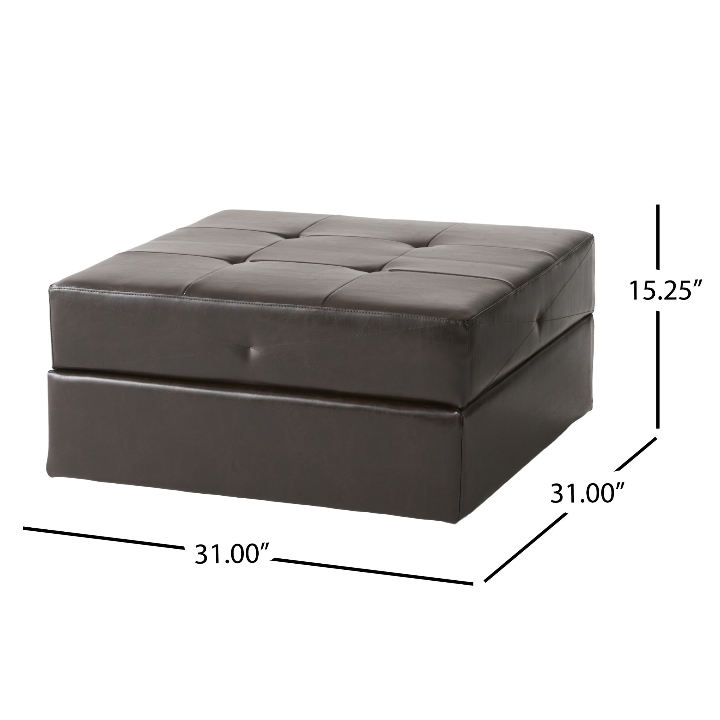 Brandon Brown Leather Storage Ottoman
