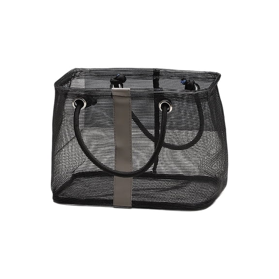 Mesh Wash Bag with Handle, Portable Bathroom Storage Organizer, Polyester Mesh Beach Bag, Hand Carry Bathing Tote, Travel Toiletry and Toy Storage Bag