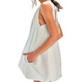 thumbnail image 2 of Mini Dress for Women Summer Sleeveless Keyhole Tie Back Tank Short Dress Crew Neck Sundress with Pockets Light Blue M, 2 of 7