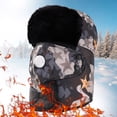 thumbnail image 2 of Winter Trapper Hat Snow Ski Hats Faux Fur Flat Top Winter Hat Ushanka Style Cold Shield Warm Suedette Skiing Cap Winter Hats with Ear Flaps Outdoor Activities and Daily Blue One Size, 2 of 2