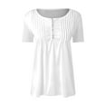 thumbnail image 2 of Endives Women's Casual Pleated Round Neck Button Open Short Sleeve Loose T Shirt Shirt Top, 2 of 5