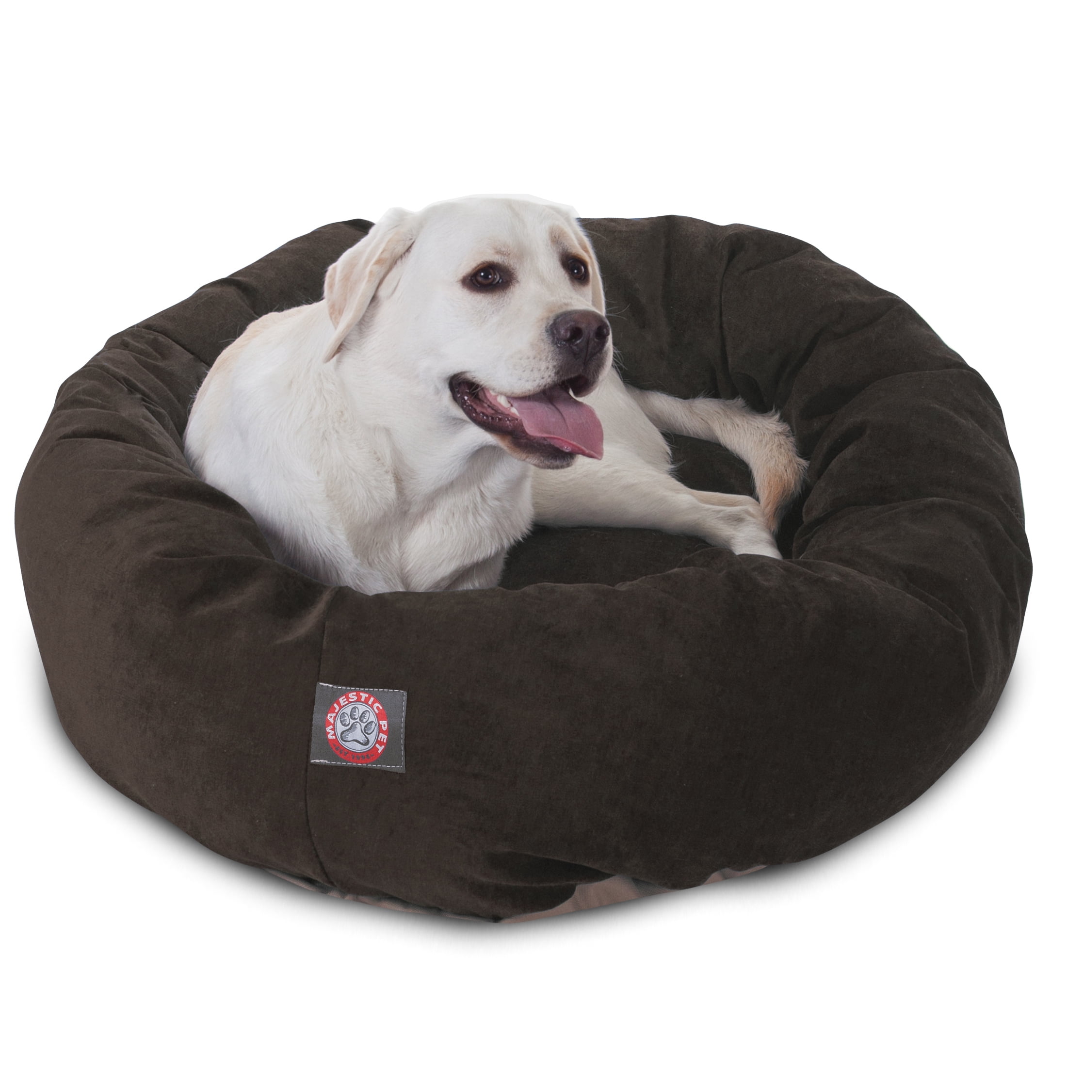 Majestic Pet Villa Velvet Bagel Pet Bed For Dogs, Storm, Large