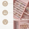 thumbnail image 5 of LEDREM 360° Rotating Jewelry Box Organizer with 5 Drawers, Vertical Earring Storage, 8.7 x 6.3 x 11 Inches, Pink, 5 of 6