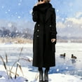 thumbnail image 4 of DAFPZW Women's Winter Double Breasted Wool Coat Business Casual Long Winter Pea Coat Trendy Outwear with Belt, 4 of 6