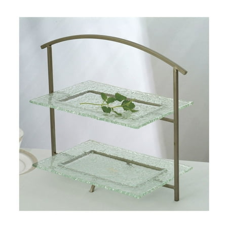 Rectangular Combination Tabletop Concierge Chrome 15.5 Inch x 5 Inch Rectangular 2 Tier Tabletop Riser w/ Satin Finish 13.5 Inch tall ()