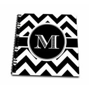 3dRose Black and white chevron monogram initial M - Mini Notepad, 4 by 4-inch