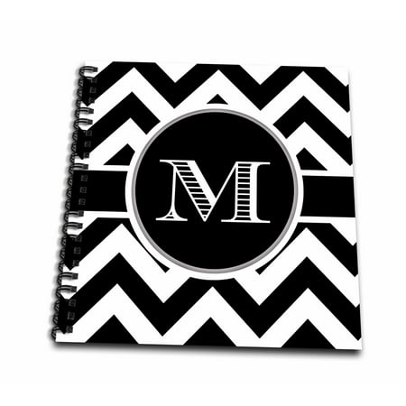 3dRose Black and white chevron monogram initial M - Mini Notepad, 4 by 4-inch