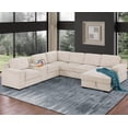 thumbnail image 3 of Hybition Modern Chenille Sofa Pull out Sofabed & Multifunctional Console-Beige, 3 of 9