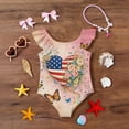 thumbnail image 6 of Girls Swimsuit Size 6-7 One Piece Swimsuit Summer Patriotic American Flag Butterfly Swimsuits Swimming Flutter Sleeve Beach Vacation Happy Festival Girls Bathing Suit Pink 9-10 Years, 6 of 7
