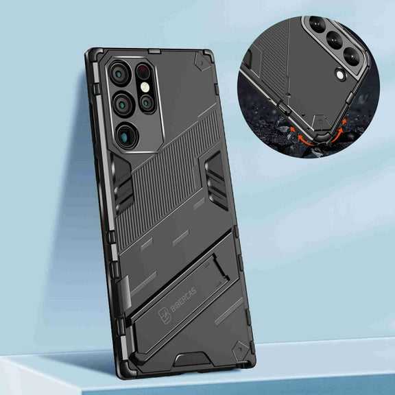 Decase for Samsung Galaxy S22 Ultra Case with Stand, Hybrid Dual Layer Heavy Duty Military Grade Armor Defender [Sleek Touch] Protective Phone Cover For Galaxy S22 Ultra, Black