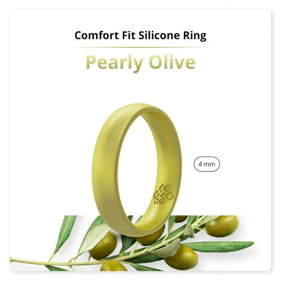 Peridot Green Breathable Silicone Ring For Women 4mm Bandwidth