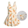 thumbnail image 3 of FOR U DESIGNS Girls' Sleeveless One-Piece Swimsuit Quick Dry Bathing Suit Swimwear Toddler Girls Swimsuit for 3-13 Years, Carrot, 3 of 7