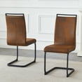 thumbnail image 2 of Retro - style Suede - like Tech Fabric Dining Chairs, Sturdy Metal Legs for Intimate Dining Spaces.Ergonomic Arc Backrest + Reinforced Metal Frame.Set Of 2., 2 of 9