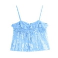 thumbnail image 4 of Sequins Camisole Tops for Women Party Club Cropped Going Out Outfits Sleeveless Sparkly Shiny Cami Disco Blouses (L, Blue), 4 of 7