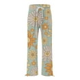 thumbnail image 4 of Yellow Women's Plus Size Pants, Women'S Casual And Fashionable Beach Elastic Waist Wide Leg Pants With Colorful Floral Print Pockets,Women's Plus Size Pants S, 4 of 4