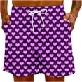 thumbnail image 6 of Penkiiy Men Drawstring Valentine's Day Love Print Beach Casual Trouser Shorts Pant XS Purple, 6 of 9