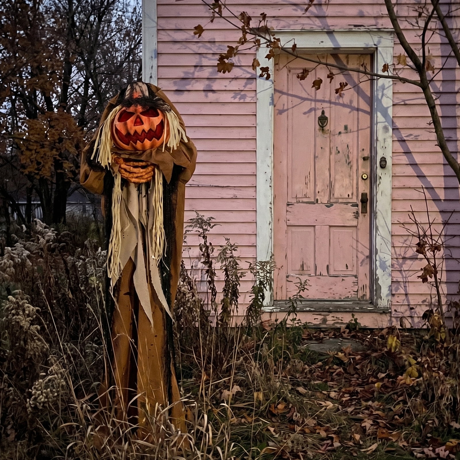 Astoutdoor 5.5 ft Halloween Pumpkin Man Animatronic Decoration with Red Glowing Head, Sound-Activated Head-Turning Motion and Male Voice, Battery Operated, Red