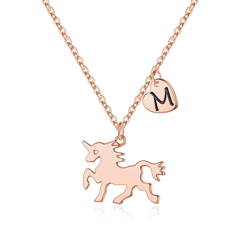 TINGN Unicorns Gifts for Girls Necklaces Rose Gold Plated Heart Unicorn  Necklaces for Women Girls Initial Necklaces for Women Girls Unicorn Jewelry  Gifts for Girls 