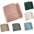 thumbnail image 5 of Fennco Styles Irregular Rhombus Diamond Knit Fringe Throw Blanket 50" W x 60" L – Olive Geometric Woven Blanket for Couch, Bedroom and Living Room Décor, 5 of 5