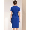 thumbnail image 4 of Vestido ajustado Allegra K de manga corta con ribete en contraste y cuello redondo Azul Real XS, 4 of 4