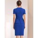thumbnail image 4 of Vestido ajustado Allegra K de manga corta con ribete en contraste y cuello redondo Azul Real XS, 4 of 4