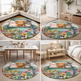 thumbnail image 4 of Round Rugs 4Ft, Pig Cow Horse Round Area Rug Washable Indoor Throw Carpet, Farmhouse Truck Farm Cabin Botanical Floral Soft Non Slip Circle Rug for Kitchen Nursery Room Home Decor Aesthetic, 4 of 8
