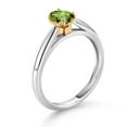 thumbnail image 3 of Gem Stone King 0.50 Ct Oval Green Peridot 925 Silver and 10K Yellow Gold Solitaire Engagement Ring (Size 8), 3 of 4