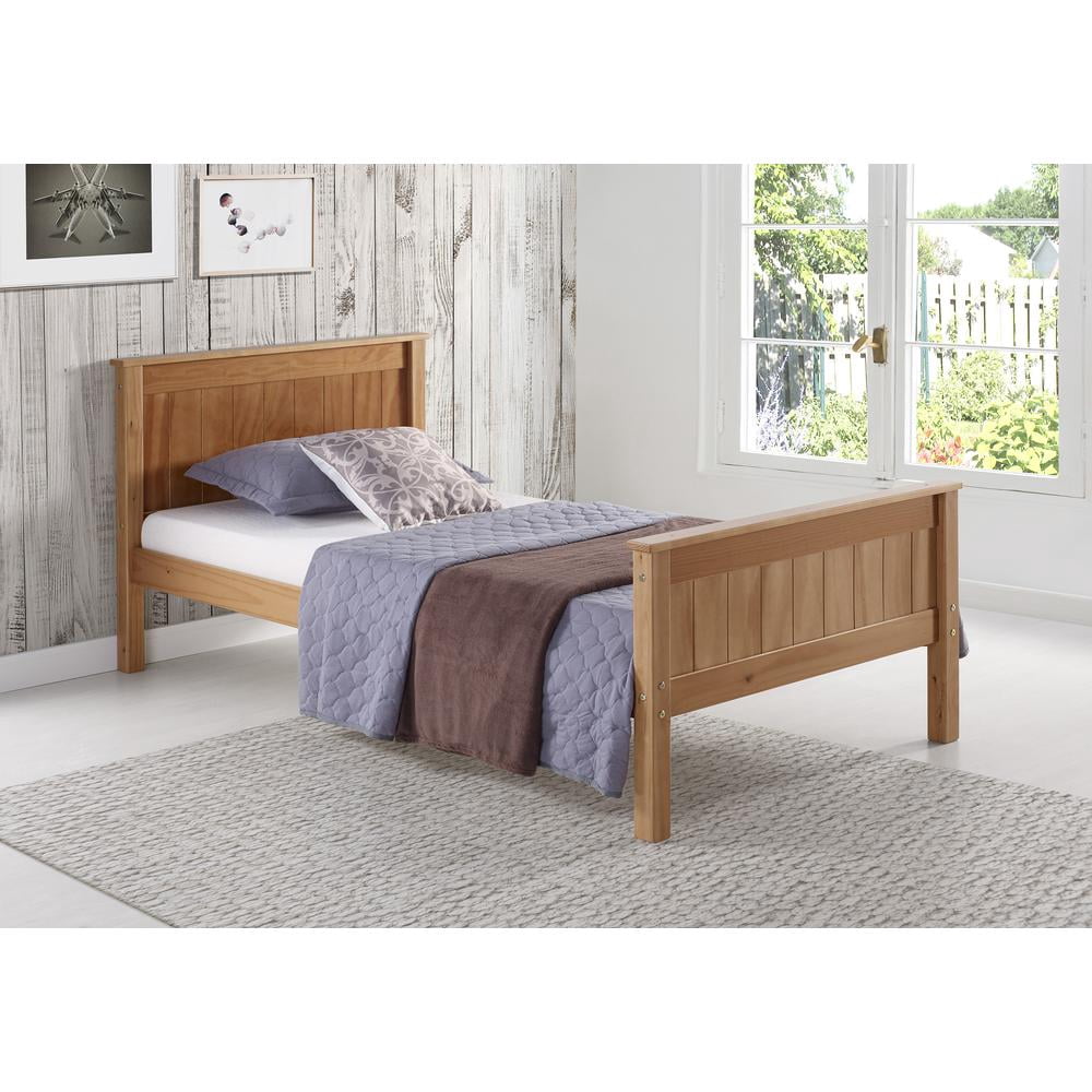 Alaterre Furniture Harmony Twin Platform Bed, Brazilian Pine, Headboard, Footboard, Minimalist Design for Kids Room, Bed Only, Cinnamon