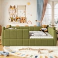 thumbnail image 2 of Bellemave Queen Size Montessori Floor Bed, Upholstered Teddy Fleece Child Bed Frame with High Rails, 2-in-1 Daybed with Slats for Toddler Boys Girls, No Box Spring Needed,Green, 2 of 8