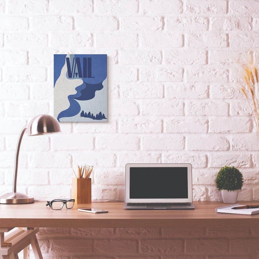 Stupell Industries Vail Abstract Blue Mountain Design Super Canvas Wall Art by Daphne Polselli