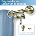 thumbnail image 2 of Urbanest Adjustable Double Curtain Rod Set Steel Ball Flat Button Finials – 1″ Front & 3/4 Back Rod With Antique Brass Rod, 84–120 Inches, 2 of 6