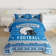 thumbnail image 2 of Homewish Football Sport City Full Size Comforter Sets,Rugby Helmet Pattern Bedding Comforter Set,Blue Gray White Bedding Sets For Kids,Microfiber Bedroom Decor Reversible,3 Pieces, 2 of 8
